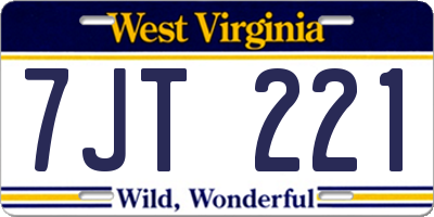WV license plate 7JT221