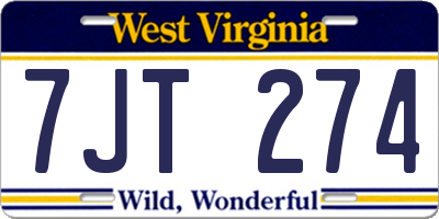 WV license plate 7JT274