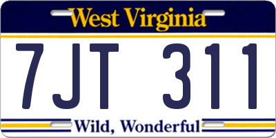WV license plate 7JT311