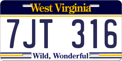 WV license plate 7JT316