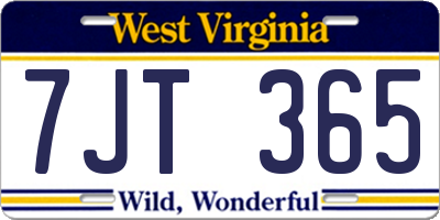 WV license plate 7JT365