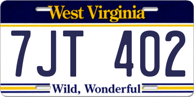 WV license plate 7JT402