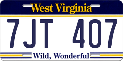 WV license plate 7JT407