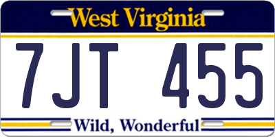 WV license plate 7JT455