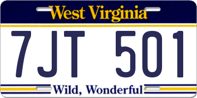 WV license plate 7JT501