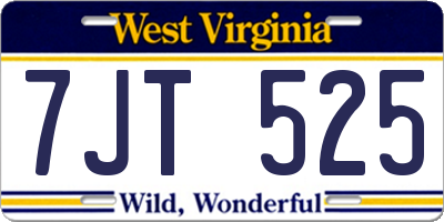 WV license plate 7JT525