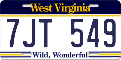 WV license plate 7JT549