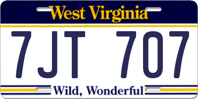 WV license plate 7JT707