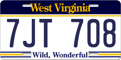 WV license plate 7JT708
