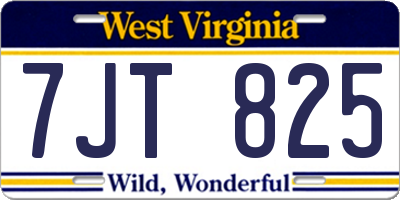 WV license plate 7JT825
