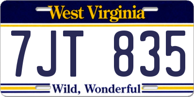 WV license plate 7JT835