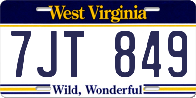 WV license plate 7JT849
