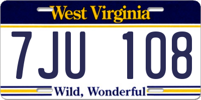 WV license plate 7JU108