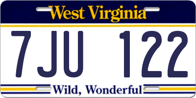 WV license plate 7JU122