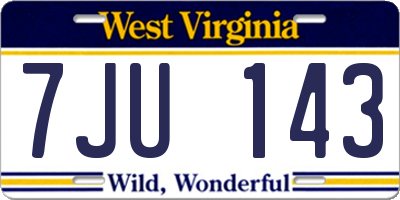 WV license plate 7JU143