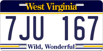 WV license plate 7JU167