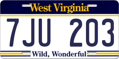 WV license plate 7JU203