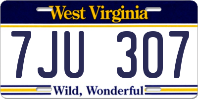 WV license plate 7JU307
