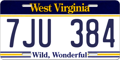 WV license plate 7JU384