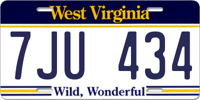 WV license plate 7JU434