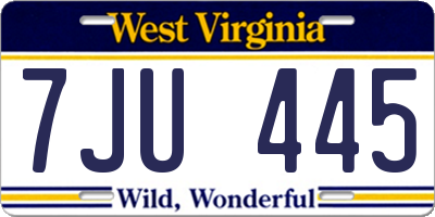 WV license plate 7JU445