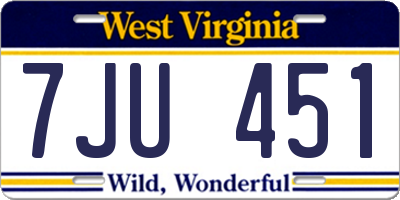 WV license plate 7JU451