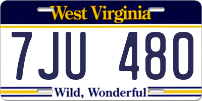 WV license plate 7JU480