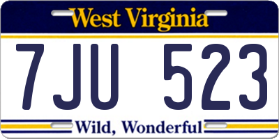 WV license plate 7JU523