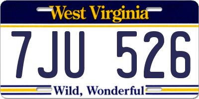 WV license plate 7JU526