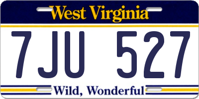 WV license plate 7JU527