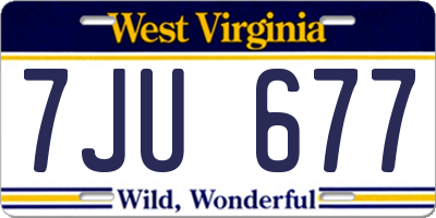 WV license plate 7JU677