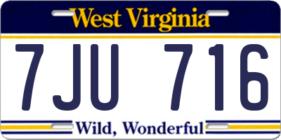 WV license plate 7JU716