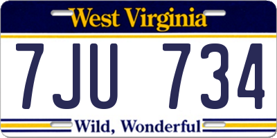 WV license plate 7JU734