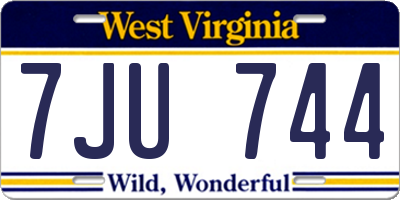 WV license plate 7JU744