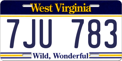 WV license plate 7JU783