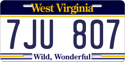 WV license plate 7JU807