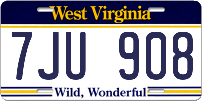 WV license plate 7JU908