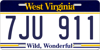 WV license plate 7JU911
