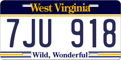 WV license plate 7JU918