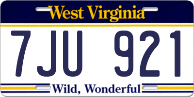 WV license plate 7JU921