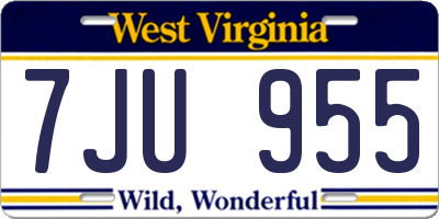 WV license plate 7JU955