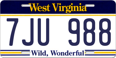 WV license plate 7JU988