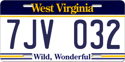 WV license plate 7JV032