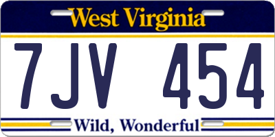 WV license plate 7JV454