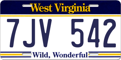 WV license plate 7JV542