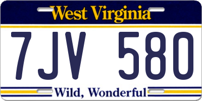WV license plate 7JV580