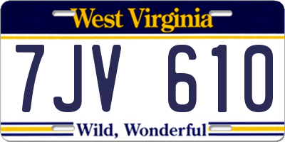 WV license plate 7JV610