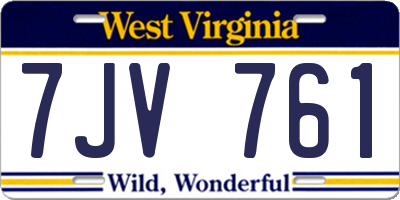 WV license plate 7JV761