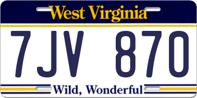 WV license plate 7JV870