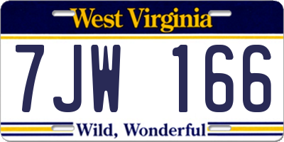 WV license plate 7JW166